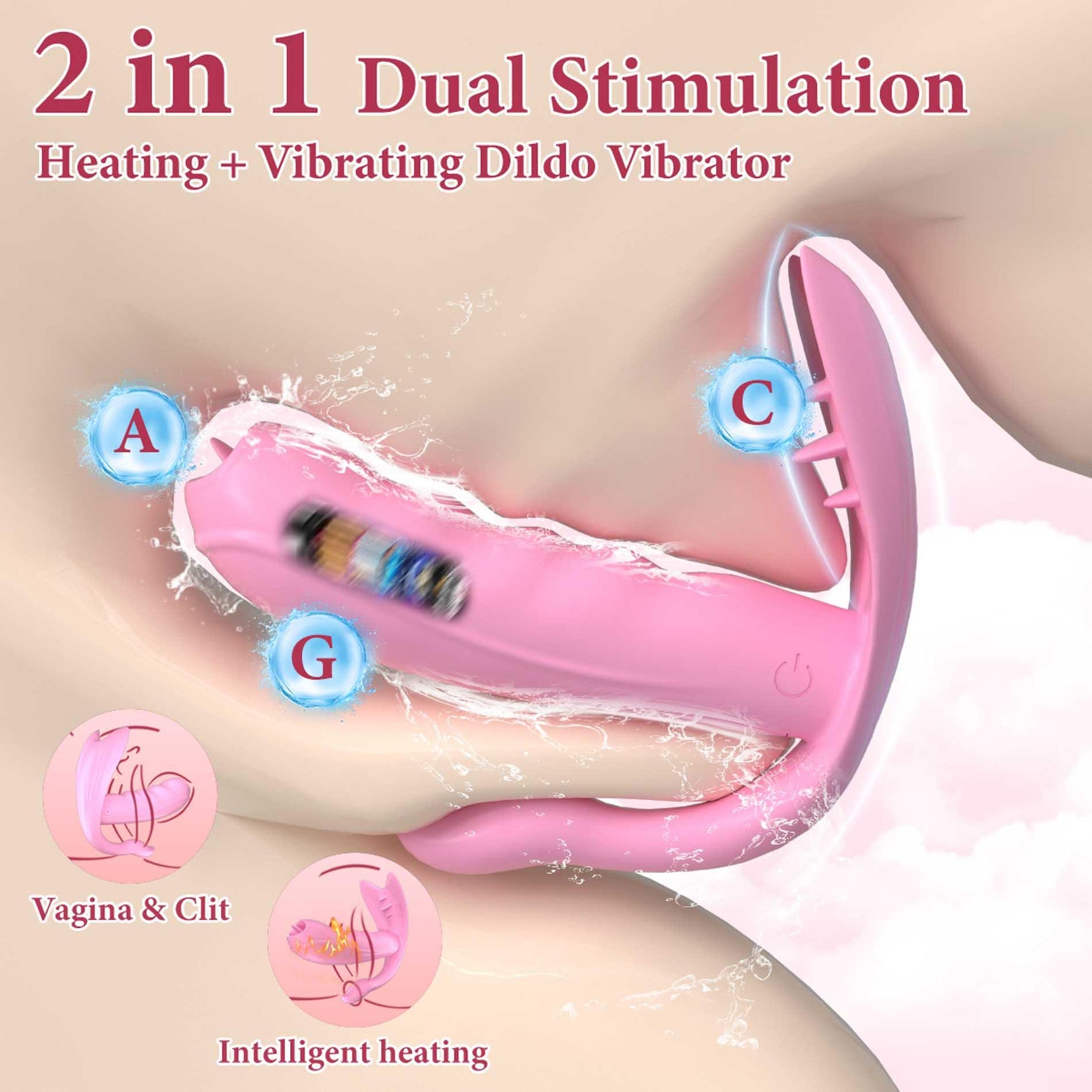 Vibrator încălzit din silicon cu 7 moduri, seria B, aplicație Fox