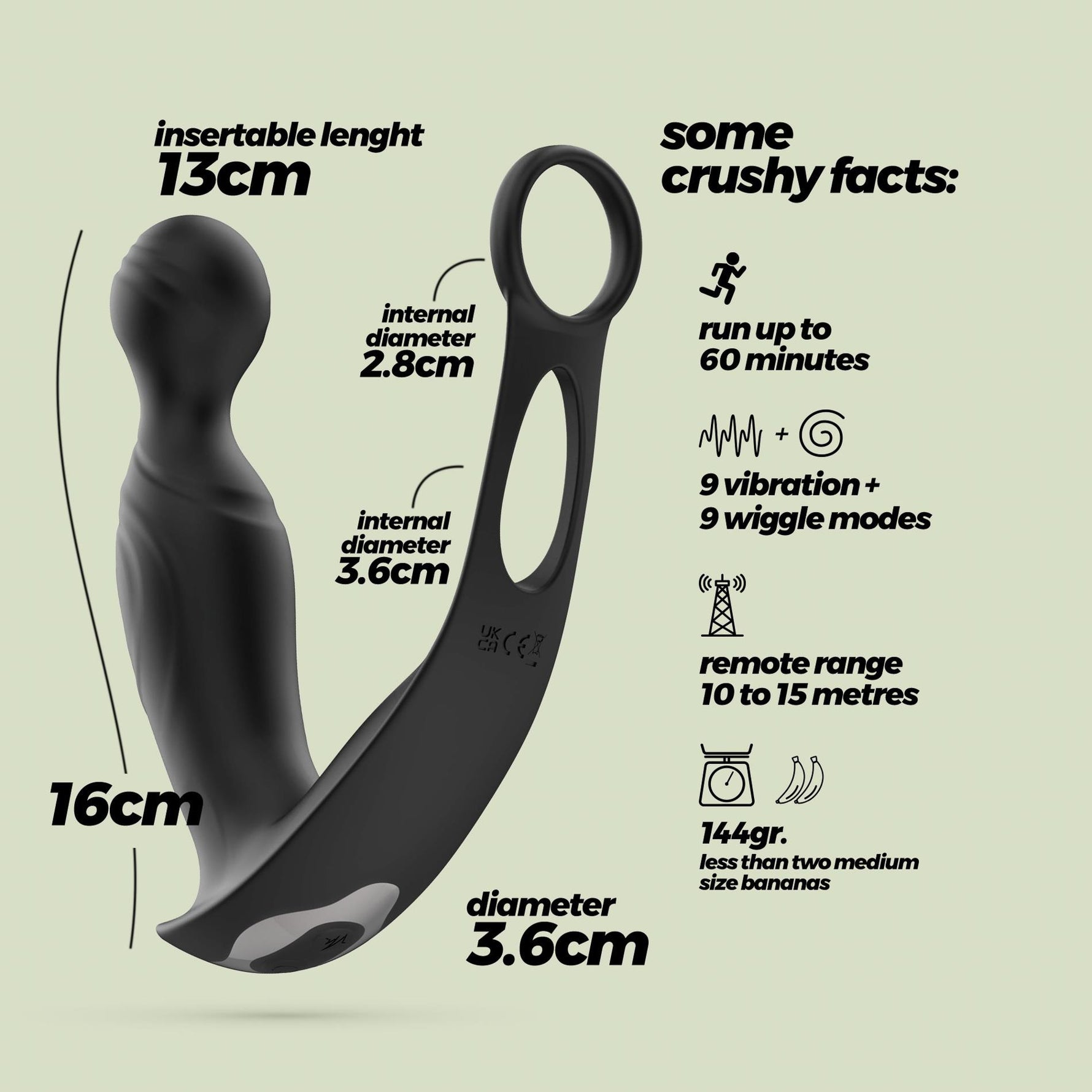 Aparat de masaj pentru prostată Crushious Flamma cu telecomandă 16 cm