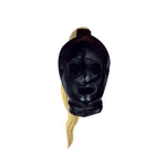 Mască BDSM Ouch! cu coadă blondă, neagră, 55 cm