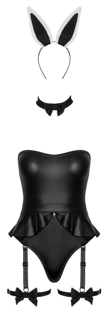 Body Cottelli XL cu imprimeu iepuraș, negru