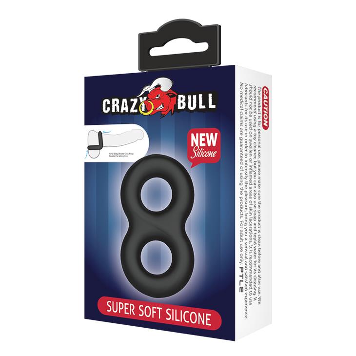 Inel dublu pentru penis Crazy Bull din silicon 8,5 cm