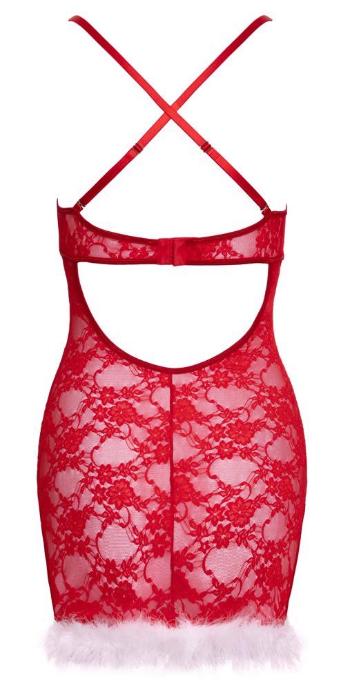 Jupon Cottelli din dantelă roșie cu pene L/XL