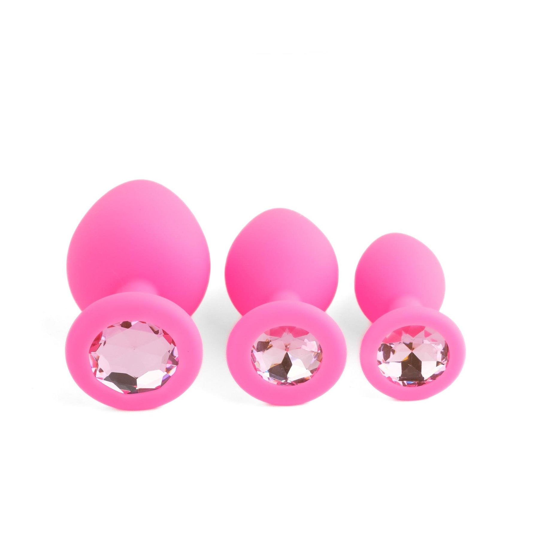 Set de dopuri anale HeavyFun din silicon roz cu cristal