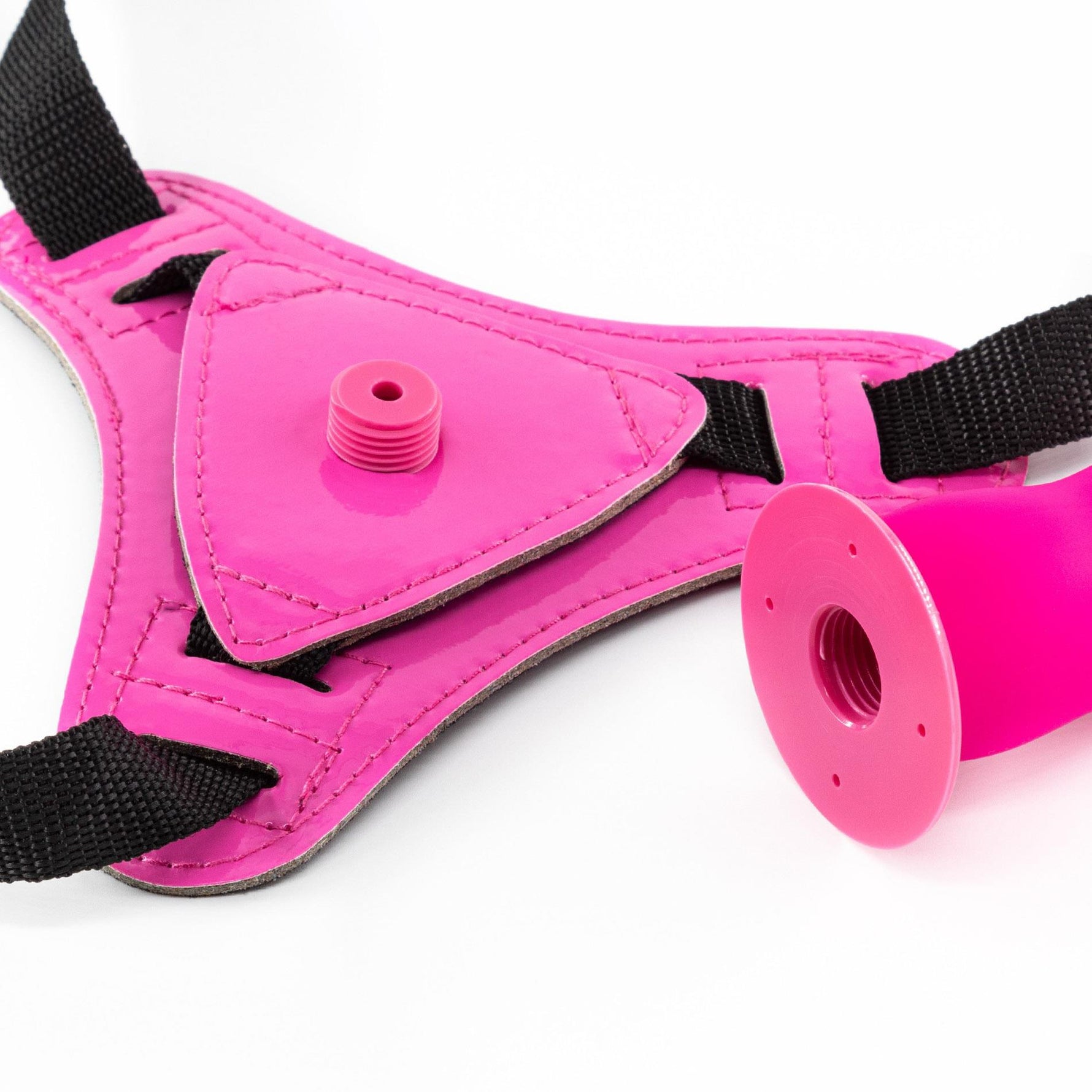 Strap-on cu valuri din silicon roz Crushious Snapper 12,5 cm