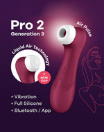 Pro 2 Generația 3 cu tehnologie Liquid Air, vibrații și Bluetooth/aplicație, roșu vin