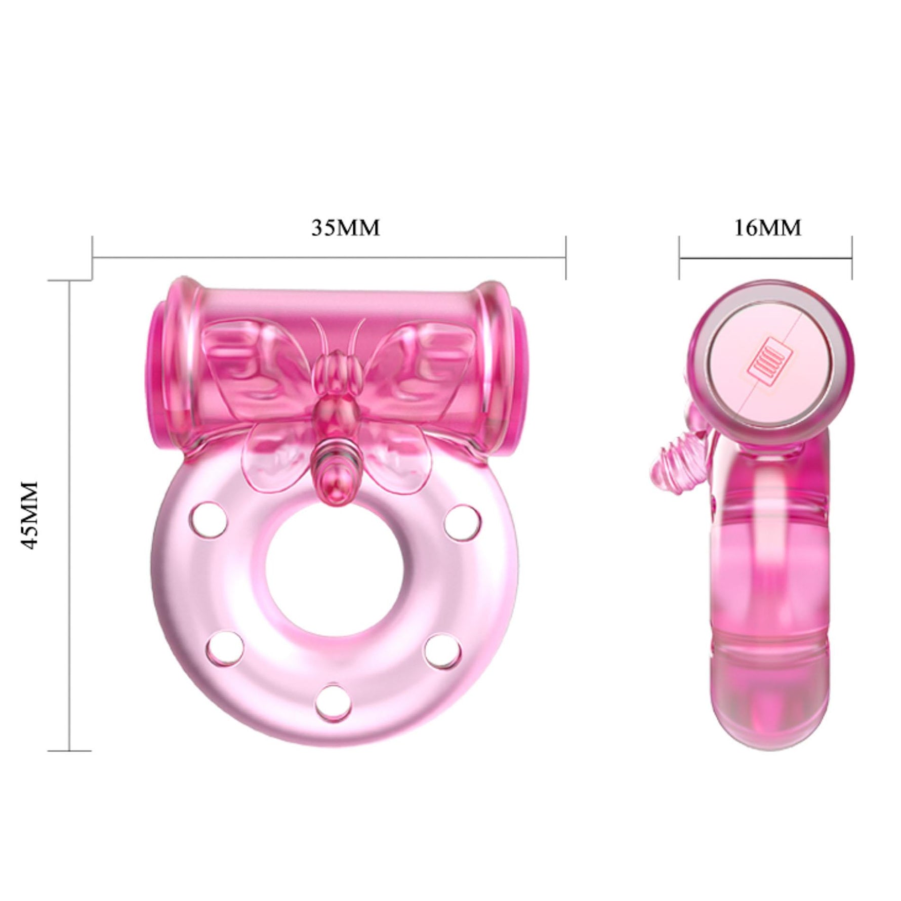 Inel vibrant pentru penis Baile cu fluture, roz