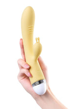 Vibrator iepure Flovetta Aster din silicon galben USB 22 cm