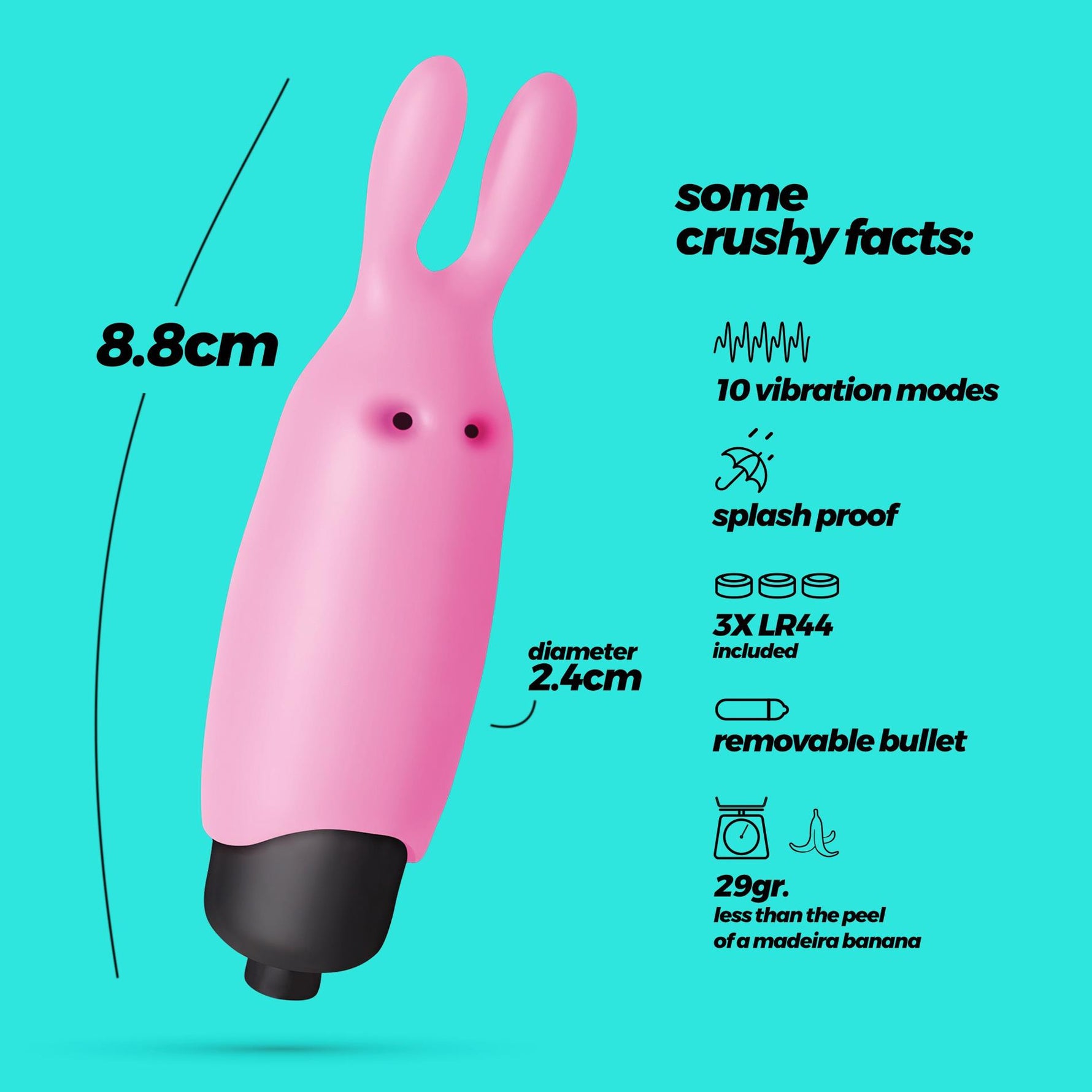 Vibrator Crushious OPet Bunny roz cu 10 moduri
