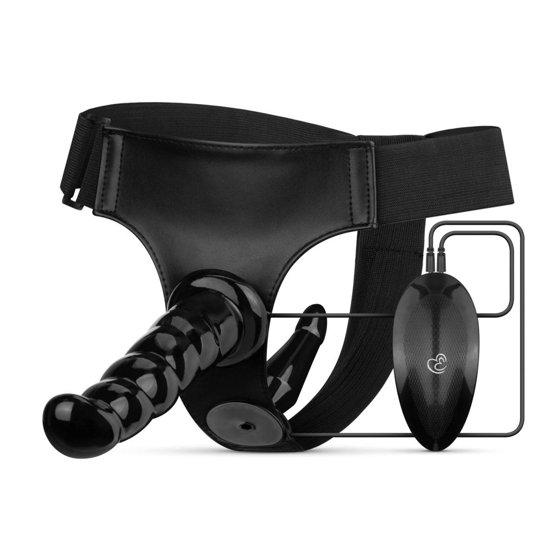 Set vibrator EasyToys Fetish Collection cu strap-on, negru
