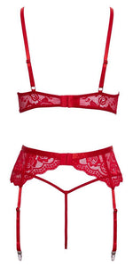 Set lenjerie intimă de Crăciun Cottelli LINGERIE roșie cu pene S/M