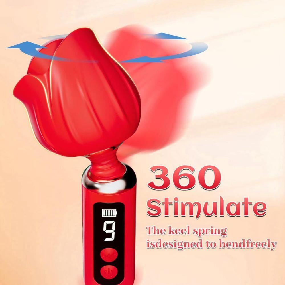 Vibrator Rose Magic din silicon, impermeabil, USB, 12,5 cm