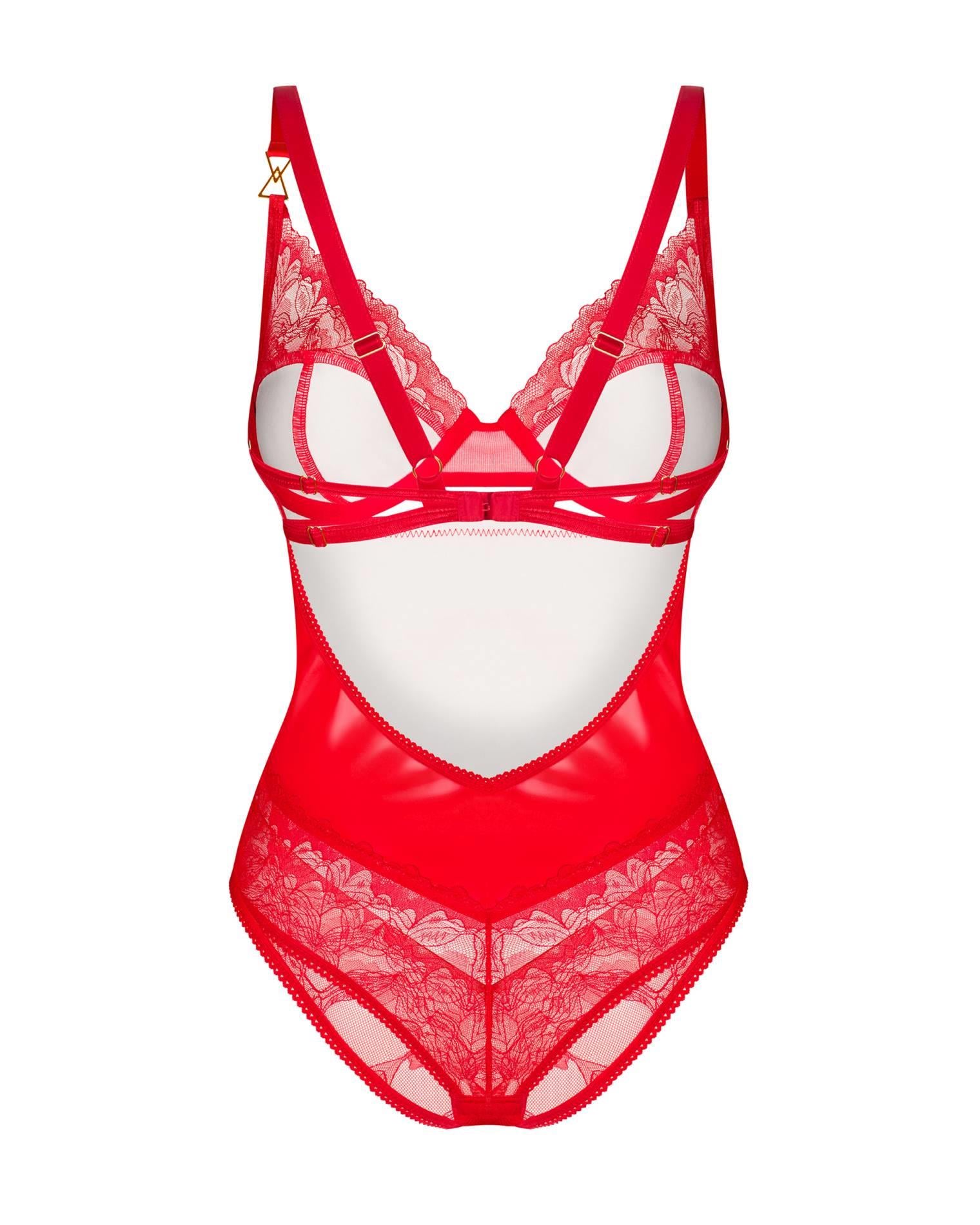 Body din dantelă Aliosa Obsessive roșu S/M