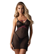 Obsessive cămașă transparentă și tanga negru XS/S
