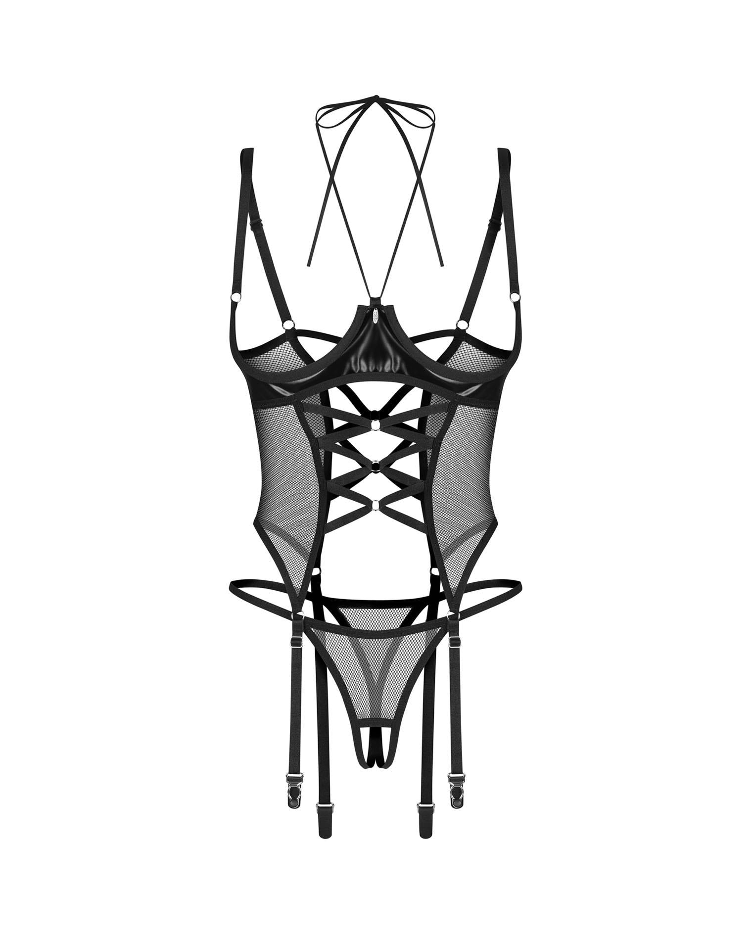 Corset cu cupe deschise Dominna și tanga Obsessive L/XL