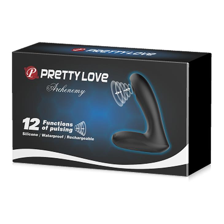 Vibrator anal Pretty Love Archenemy cu 12 pulsații, silicon, USB, negru