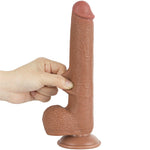 Dildo realist Lovetoy cu piele glisantă maro 23 cm