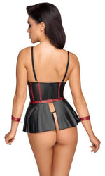 Set sutien bondage Cottelli BONDAGE 85B negru roșu pentru ridicare