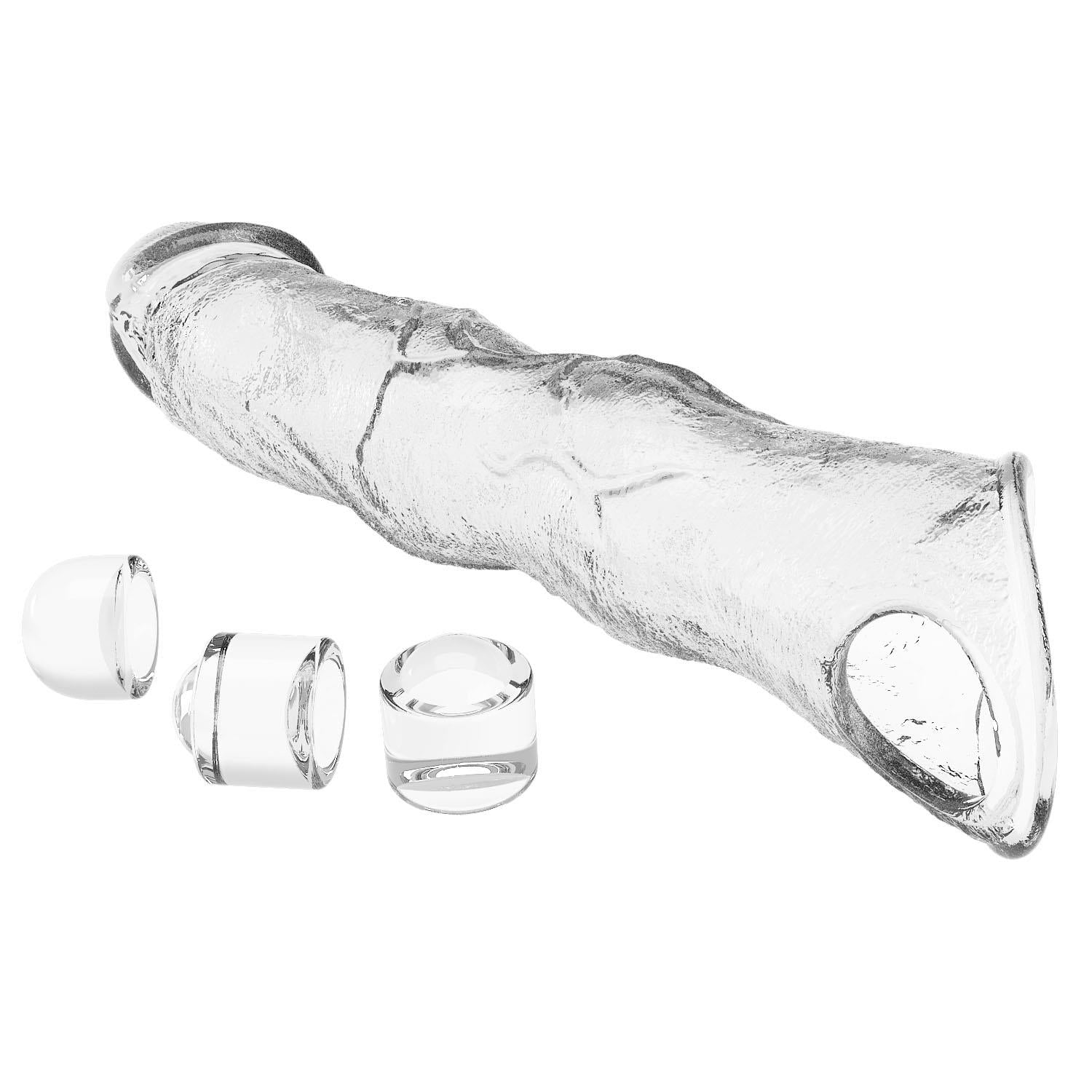 Prelungitor de penis Pretty Love cu module, transparent, 28 cm