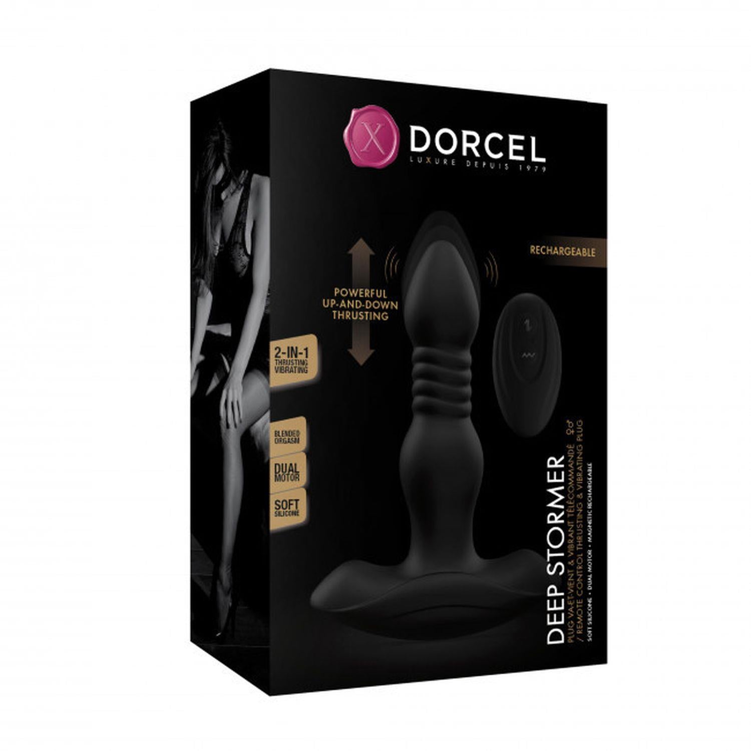 Dop anal pulsatoriu Dorcel Deep Stormer din silicon, cu telecomandă USB