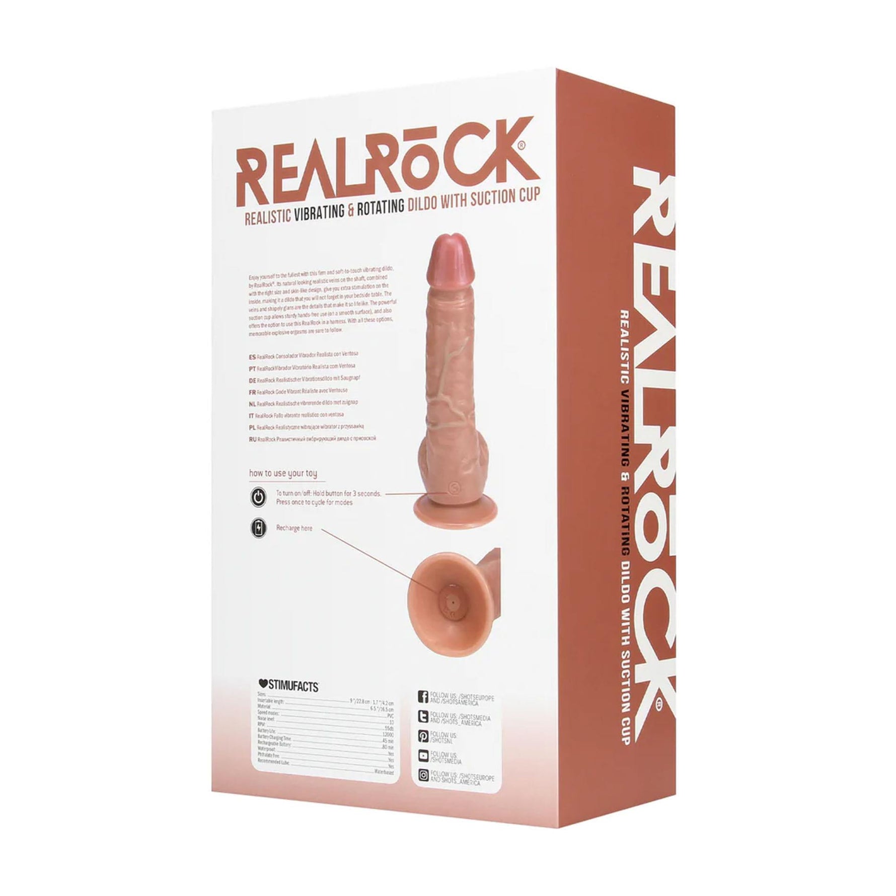 Vibrator rotativ pentru testicule RealRock bej RealRock 20,5 cm