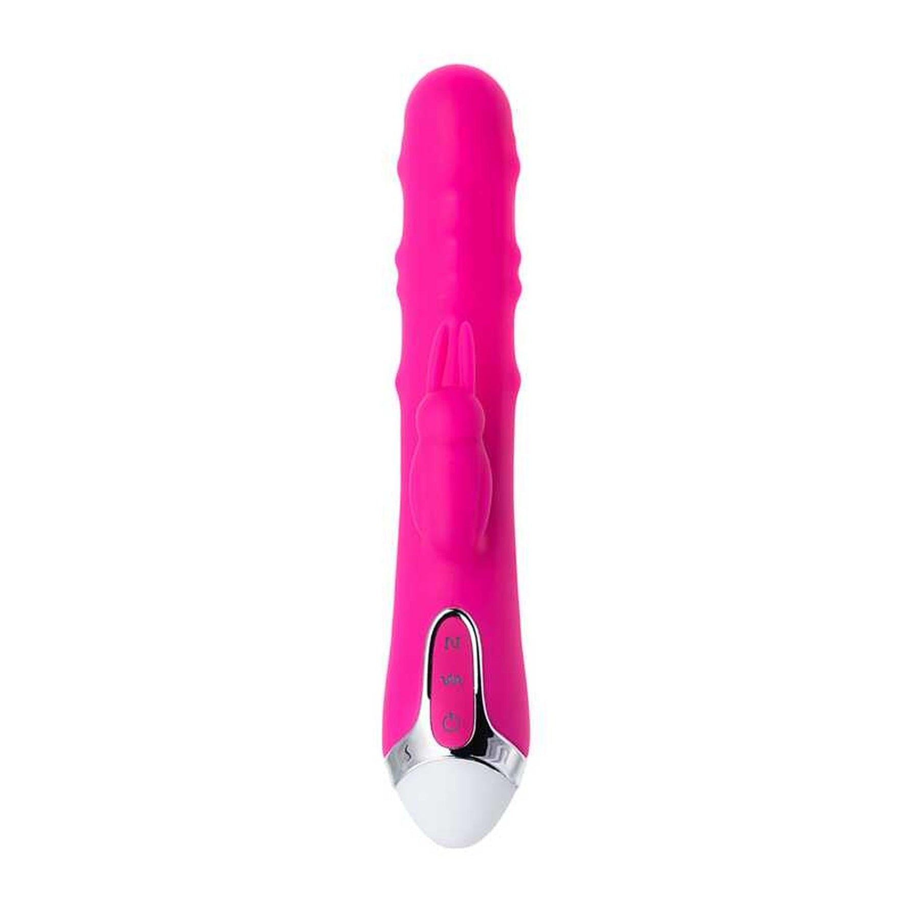 Vibrator iepure JOS BALLE cu bile mobile, silicon, roz, 23 cm