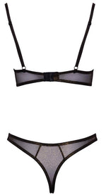 Set lenjerie intimă Cottelli LINGERIE negru cu sclipici auriu 75B