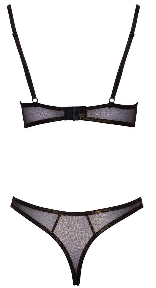 Set lenjerie intimă Cottelli LINGERIE negru cu sclipici auriu 75B