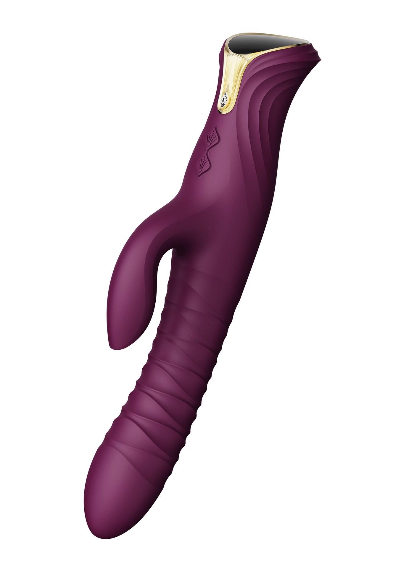 Vibrator încălzit ZALO Mose Iepure cu mișcare glisantă, violet