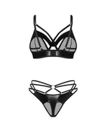 Set de două piese Obsessive Dominna, piele și plasă, S/M