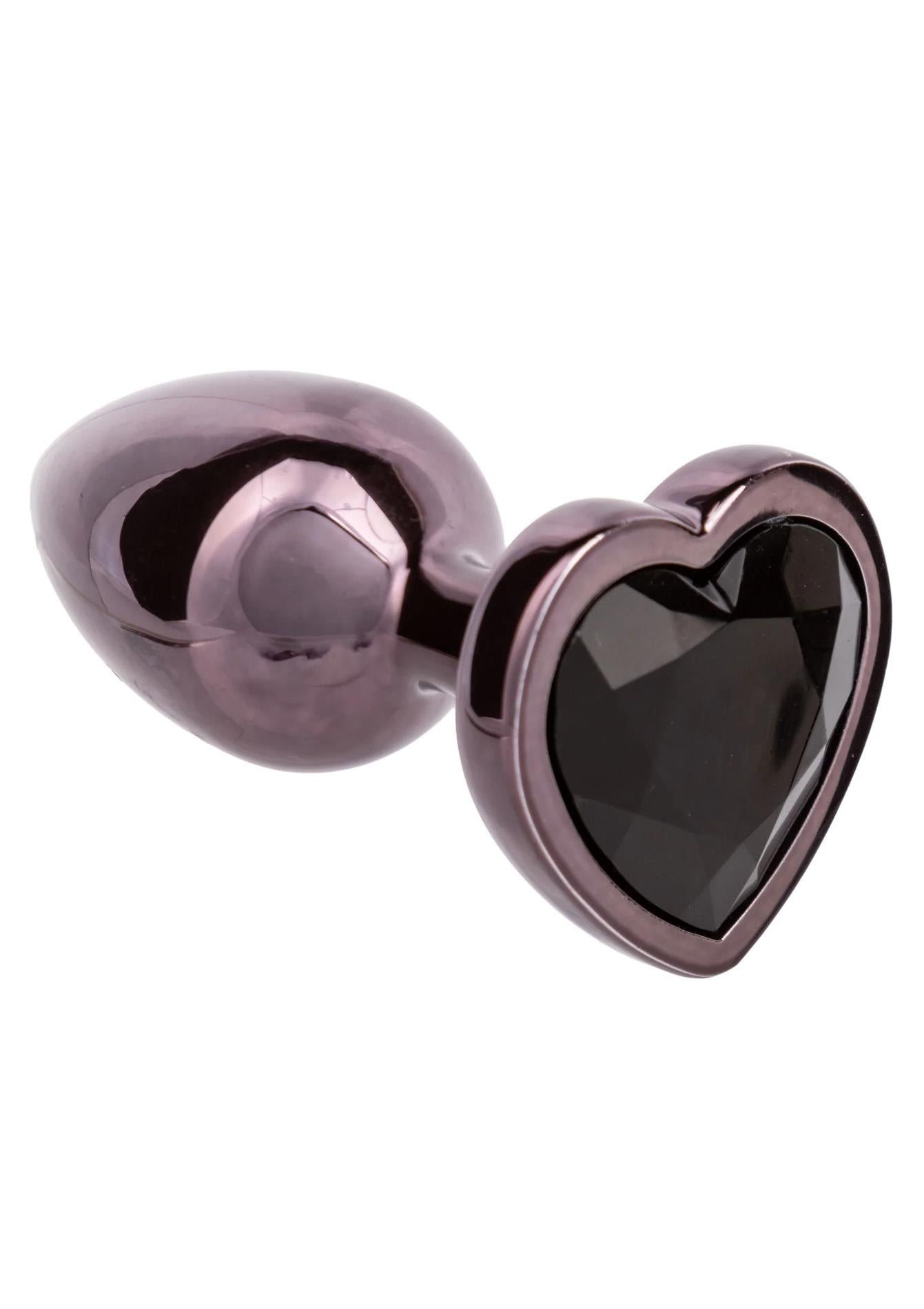 Plug anal Calexotics Crystal Heart, mic, negru