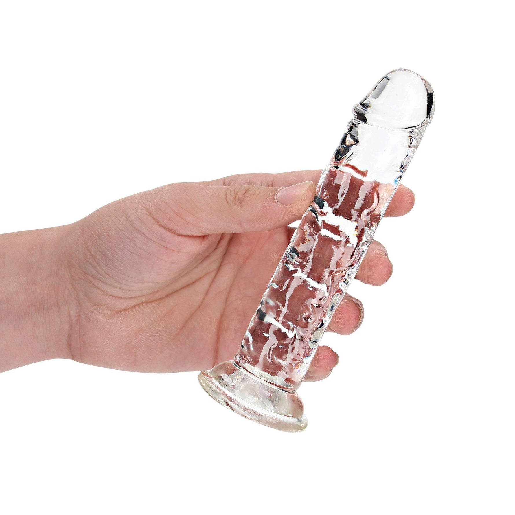 Dildo realist RealRock transparent cu ventuză 14,5 cm