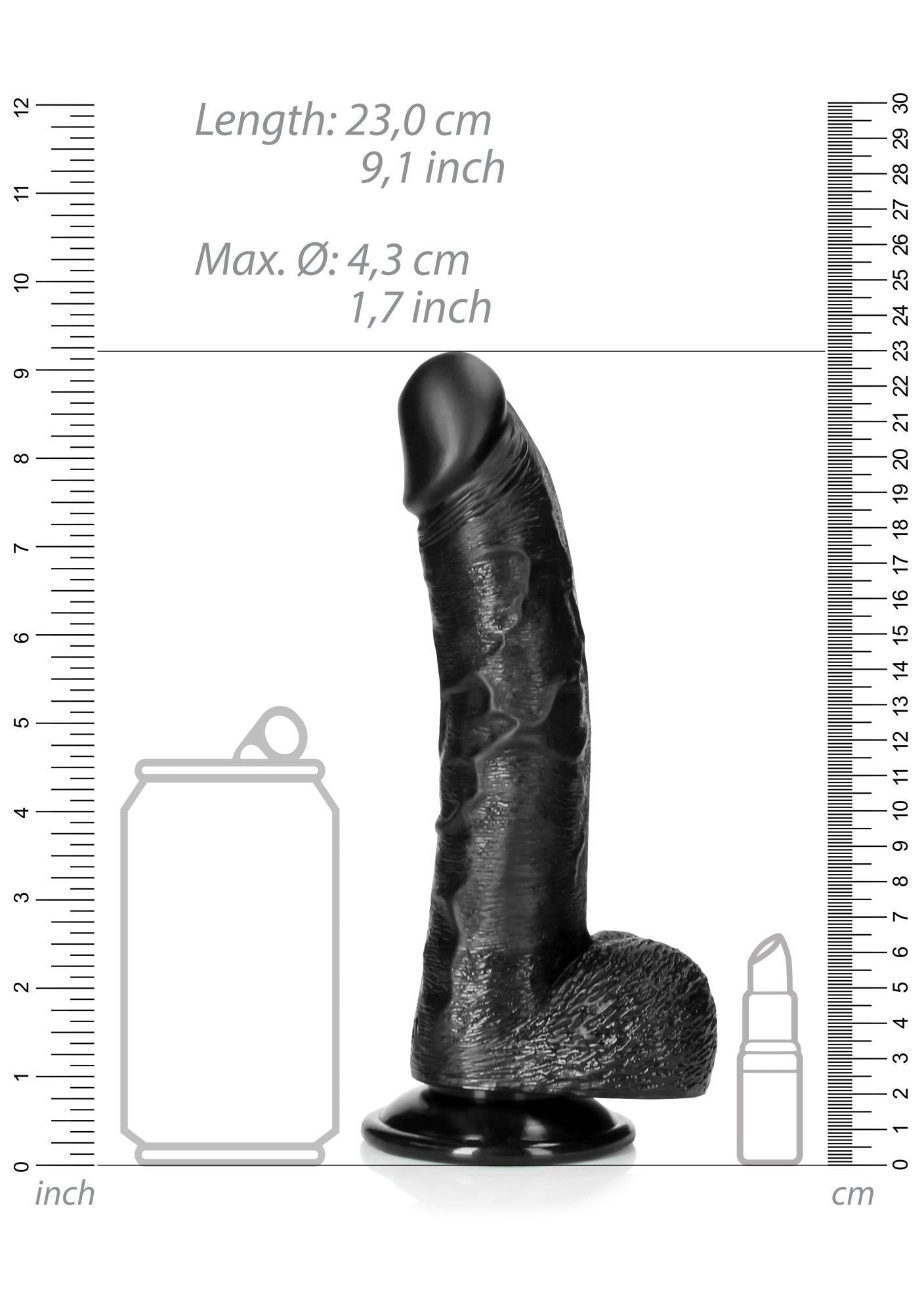 Dildo curbat realist RealRock cu scrot și ventuză 20,5 cm