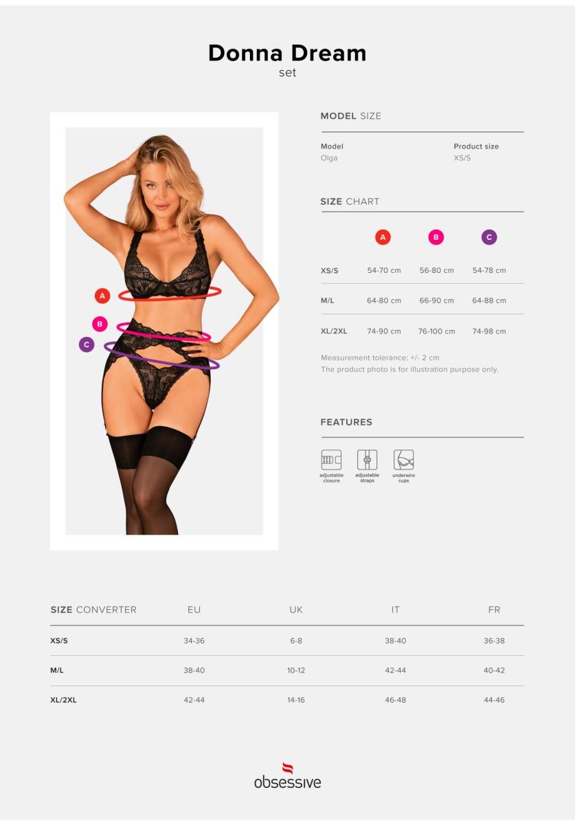 Set Obsessive Donna Dream 3 piese negru XL/2XL