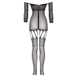 Ciorapi Christine Black Bodystocking cu portjartier
