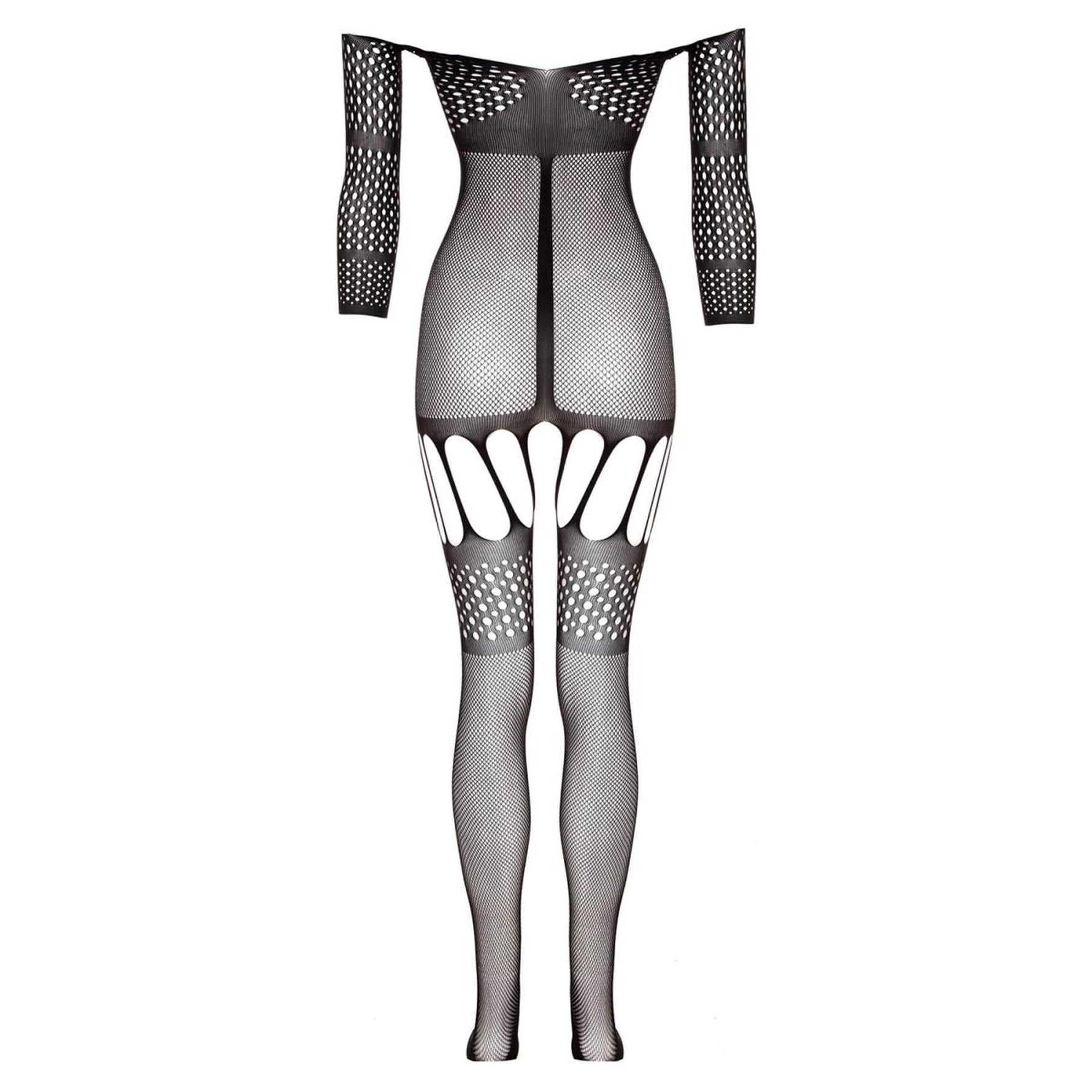 Ciorapi Christine Black Bodystocking cu portjartier