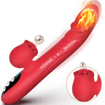 Vibrator de tip linge din silicon încălzit Fox seria B, roșu, 24 cm
