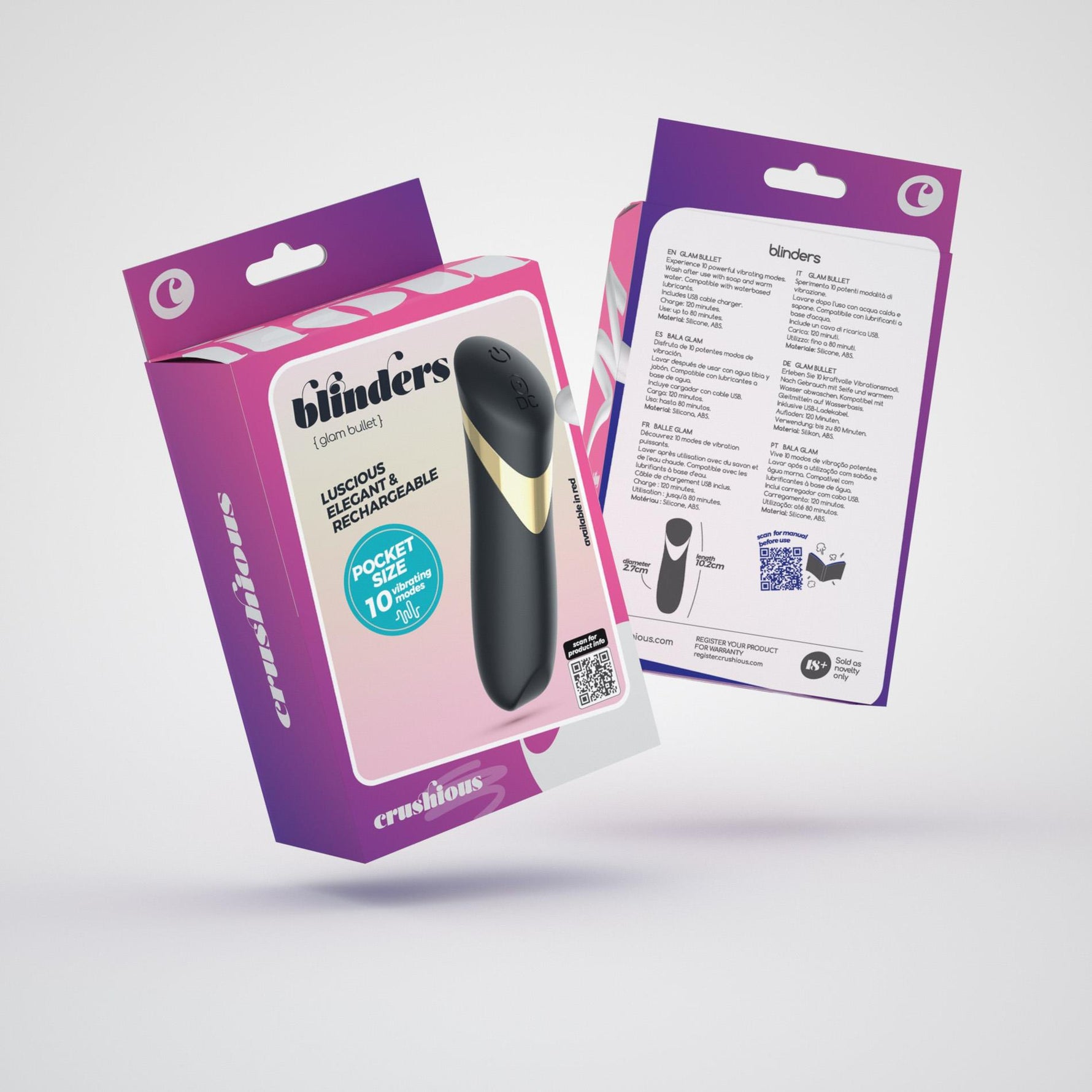 Mini vibrator Crushious Blinders negru cu 10 moduri