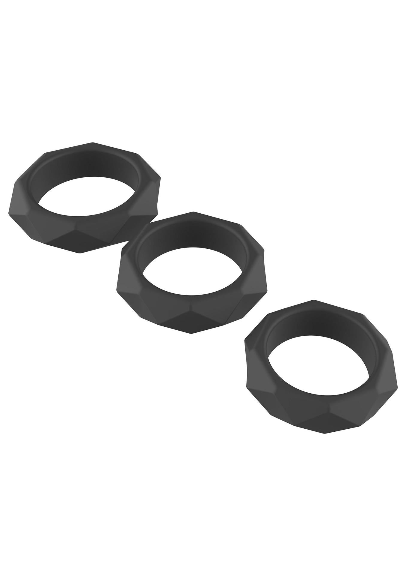 Set de inele pentru penis Hidden Desire Heavy Silicone, negru