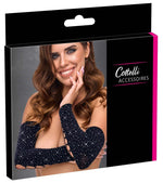 Mănuși Cottelli negre cu cristale, mărimi S-L
