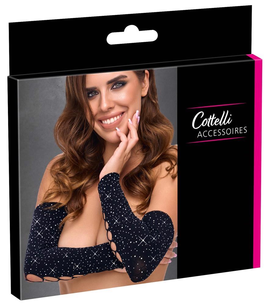 Mănuși Cottelli negre cu cristale, mărimi S-L