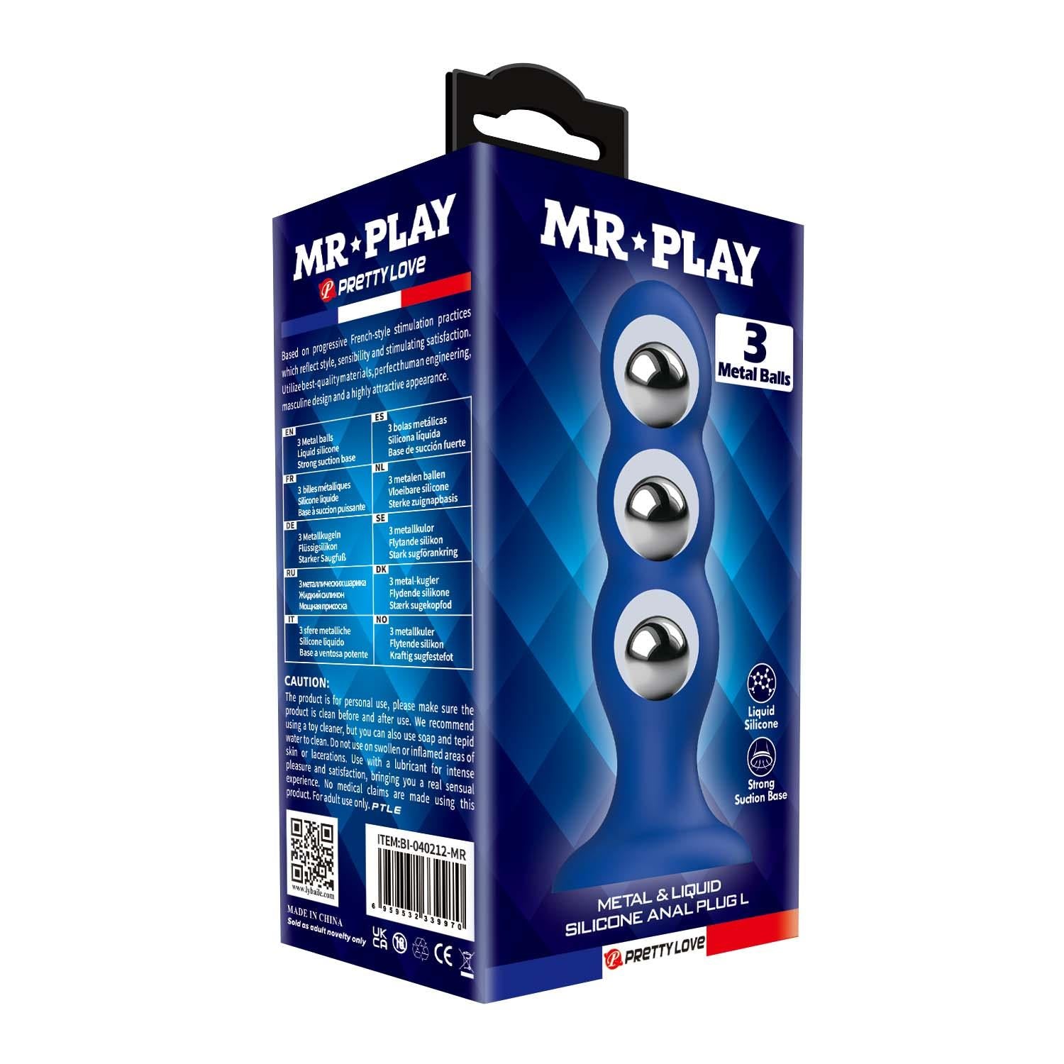 Dop anal din silicon Mr. Play cu 3 bile metalice