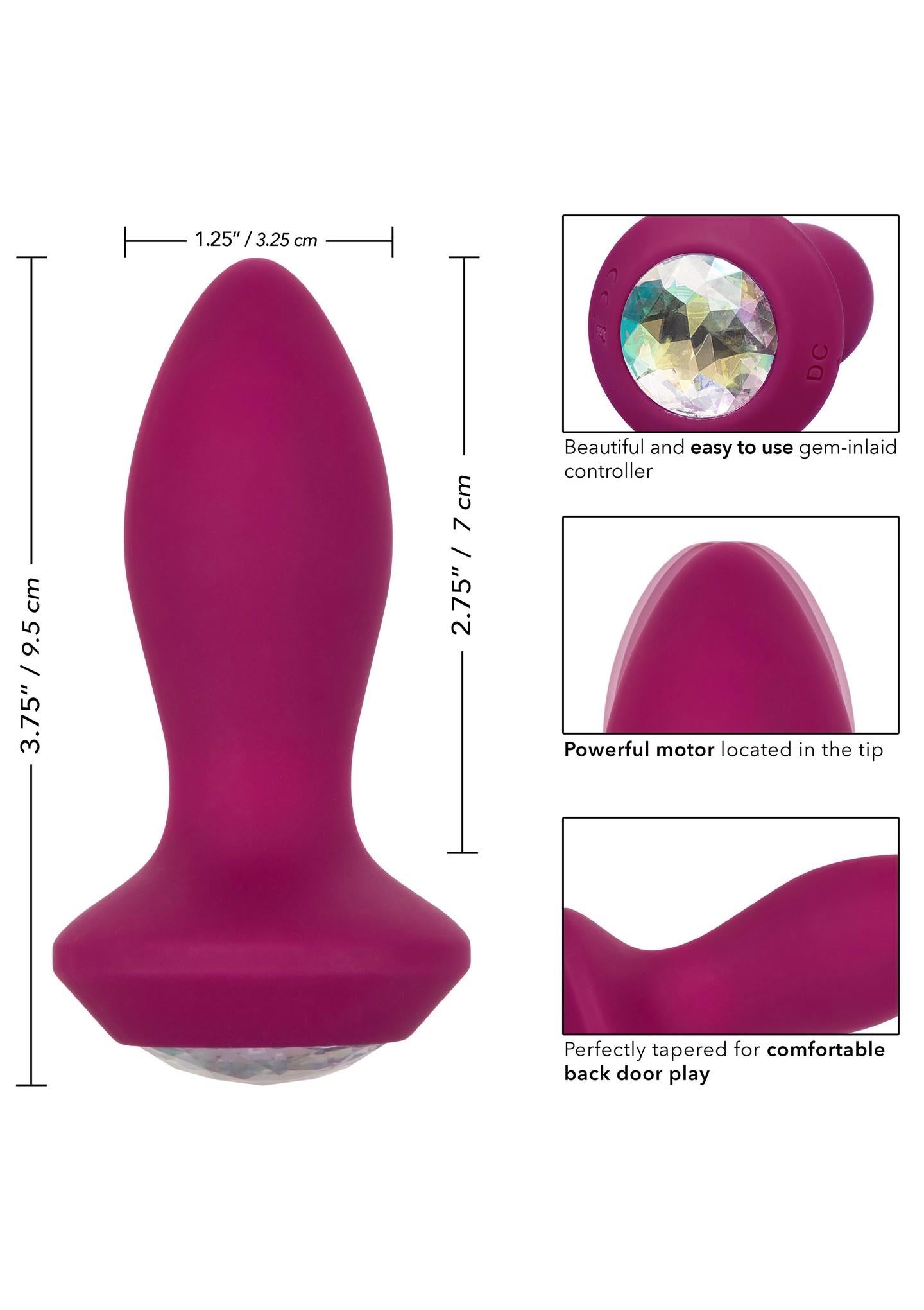 Plug vibrant din silicon Power Gem, violet, 95 cm