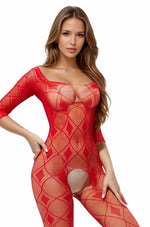 Body SoftLine 2037, mărime universală, model geometric, din plasă roșie