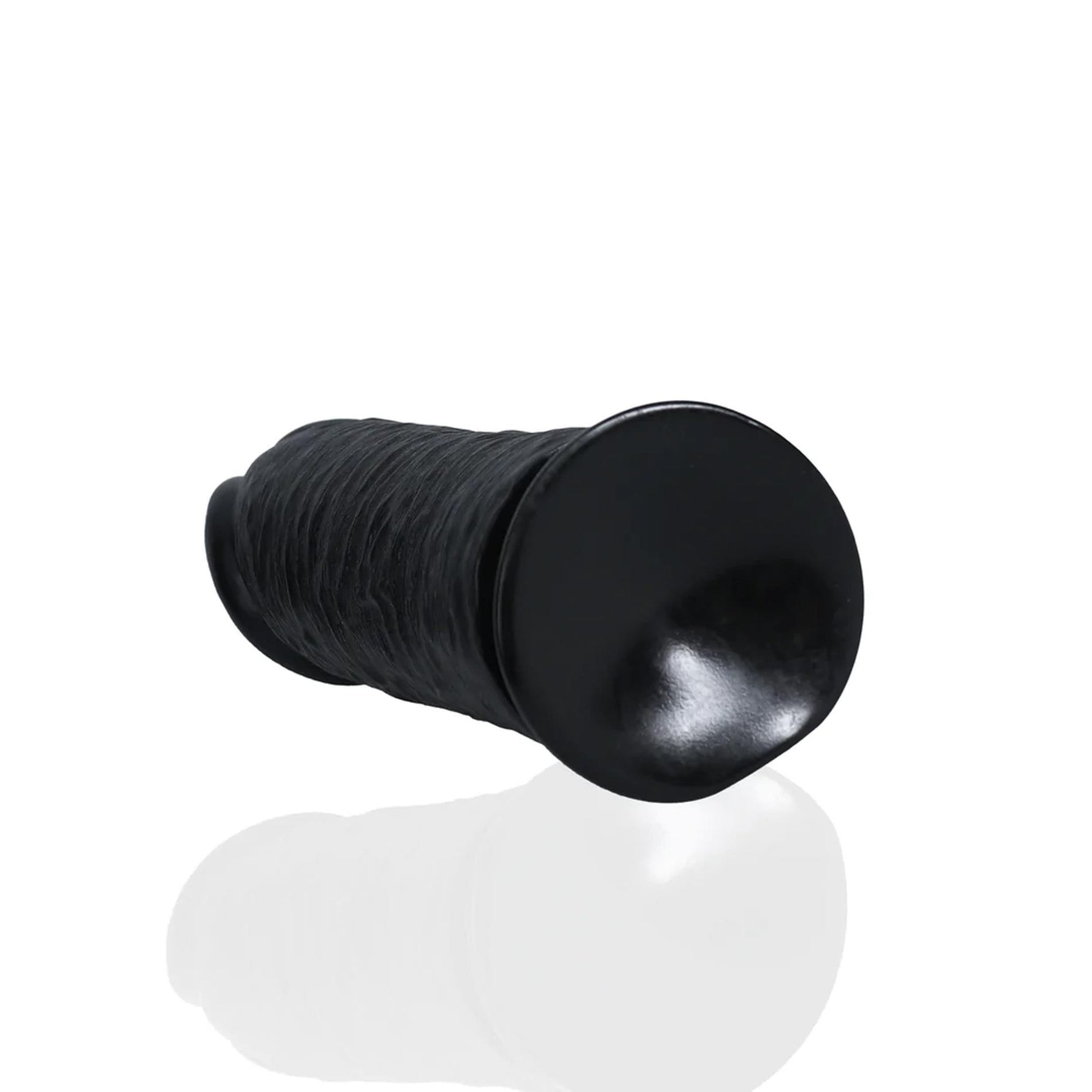 Dildo realist RealRock gros, drept, fără testicule, 25 cm, negru
