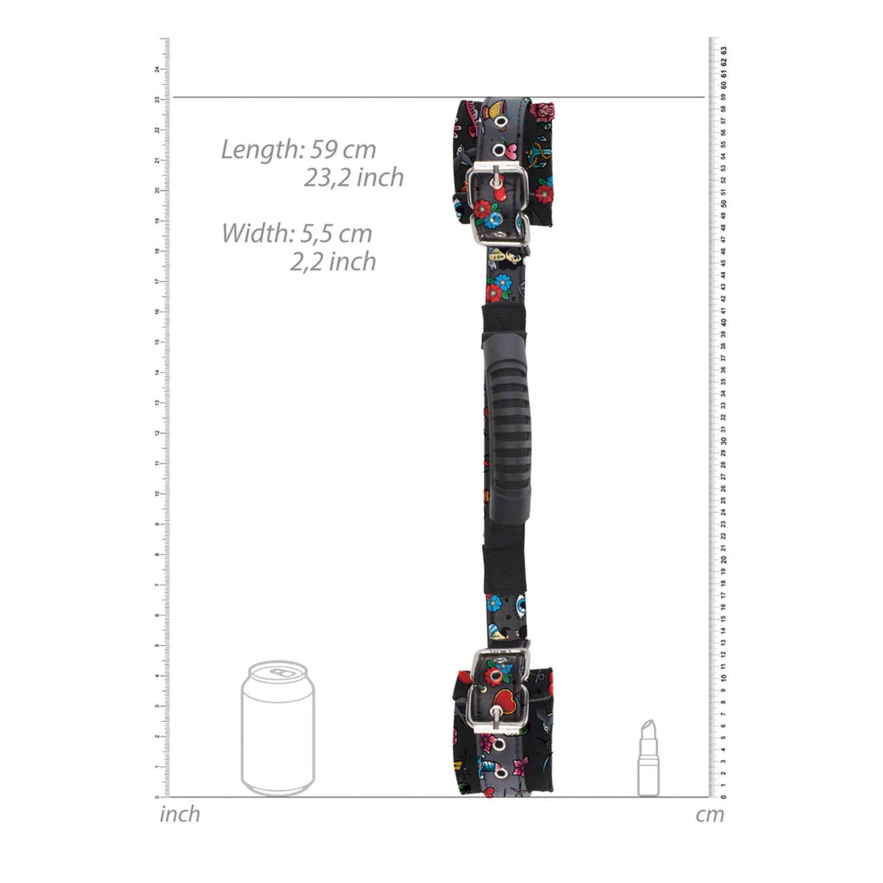 Cătușe din piele cu mâner 59 cm