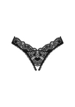 Obsessive Donna Dream tanga deschis negru cu dantelă XL 2XL