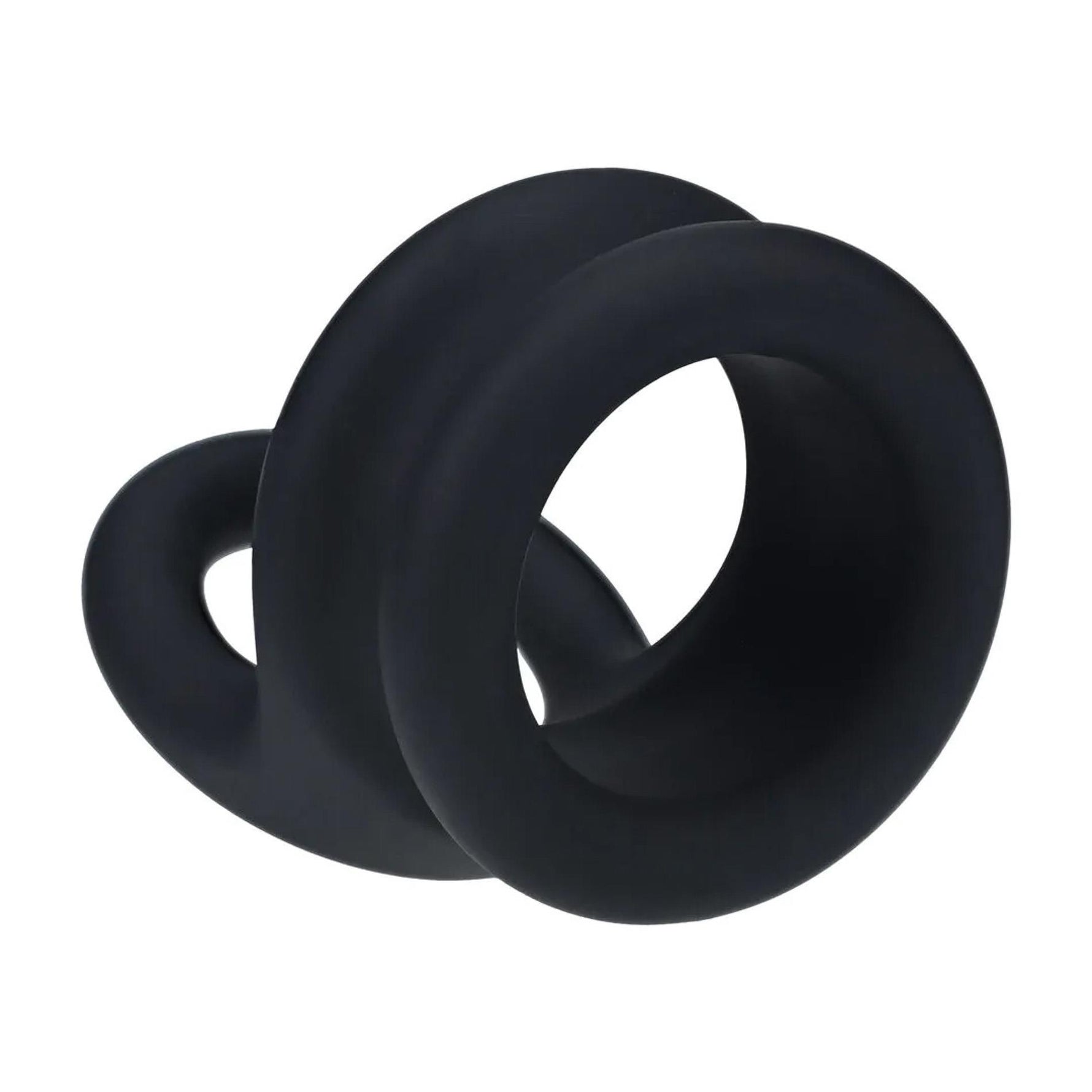 Inel dublu pentru penis Levelz M din silicon negru