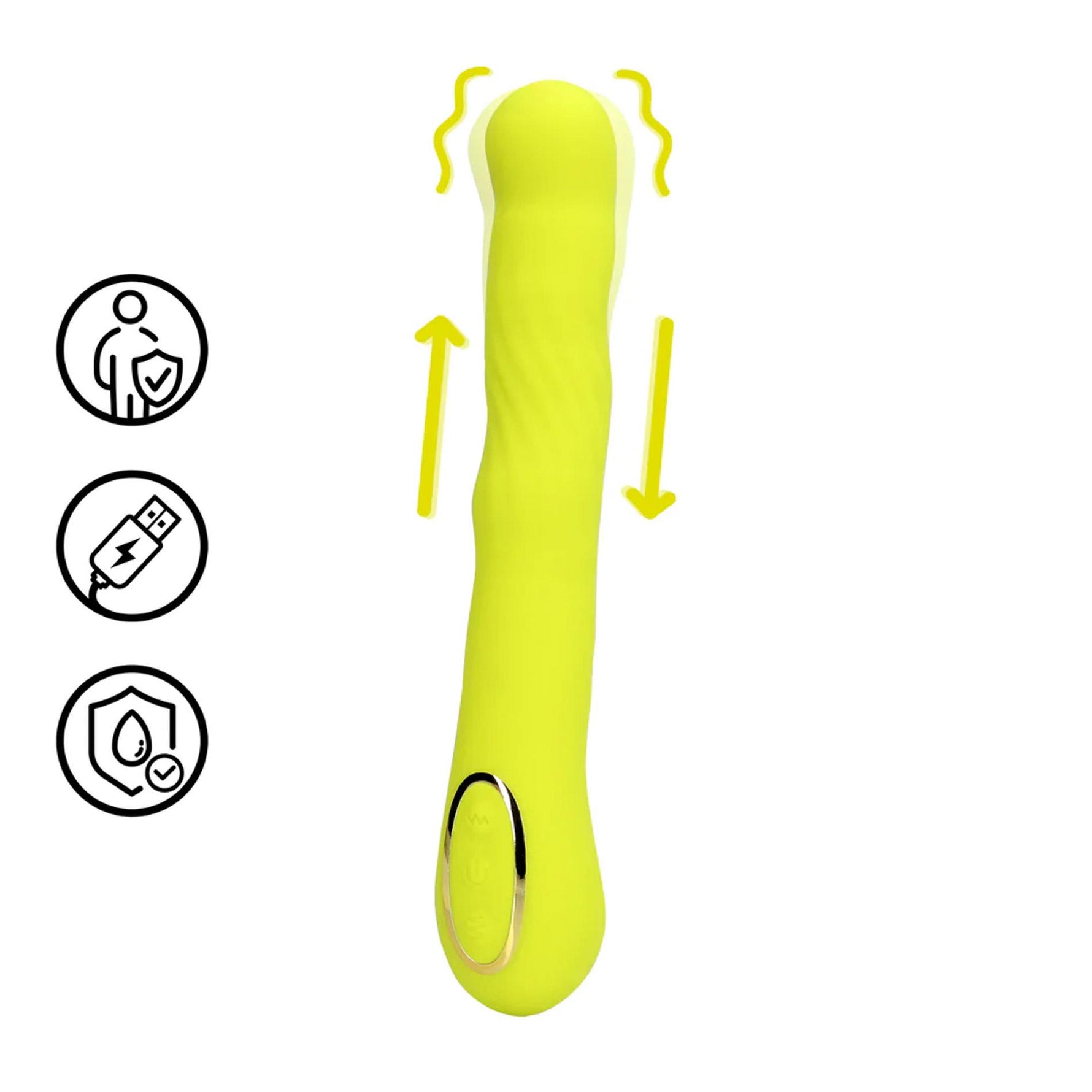 Vibrator Loveline pentru punctul G cu vârf mobil, verde lime, 24 cm
