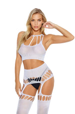 Body-ciorap senzual alb SoftLine 2074 Mărime unică