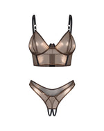 Set top și tanga deschis Soranna, auriu, Obsessive 2XL/3XL